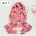 2017 new arrival long blended digital women indian fashion printed floral pattern neck scarf